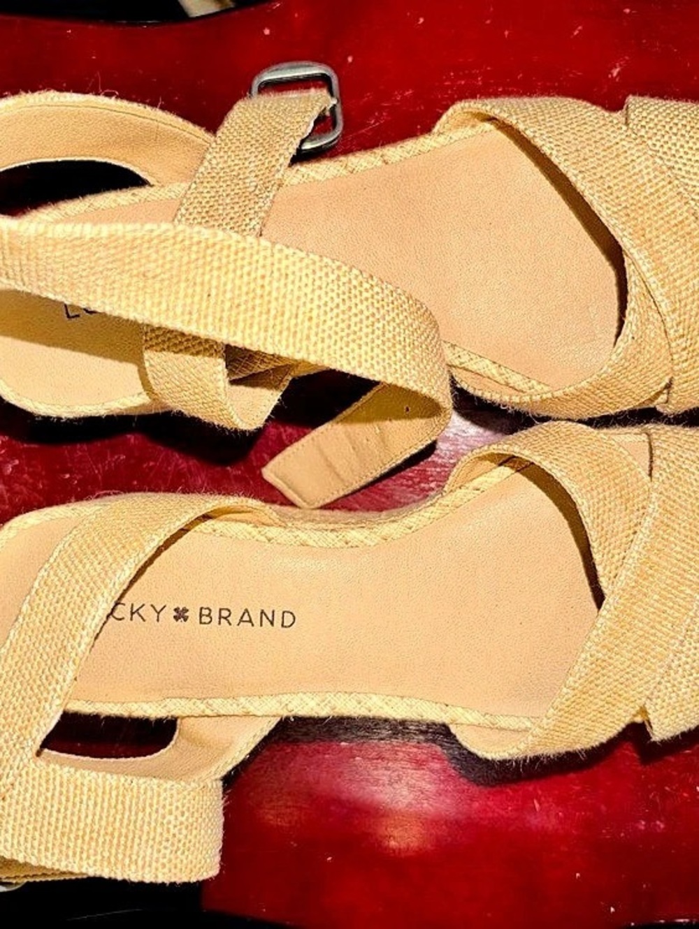 Lucky Brand Cabriah Woven Espadrille Wedge Sandal Tan